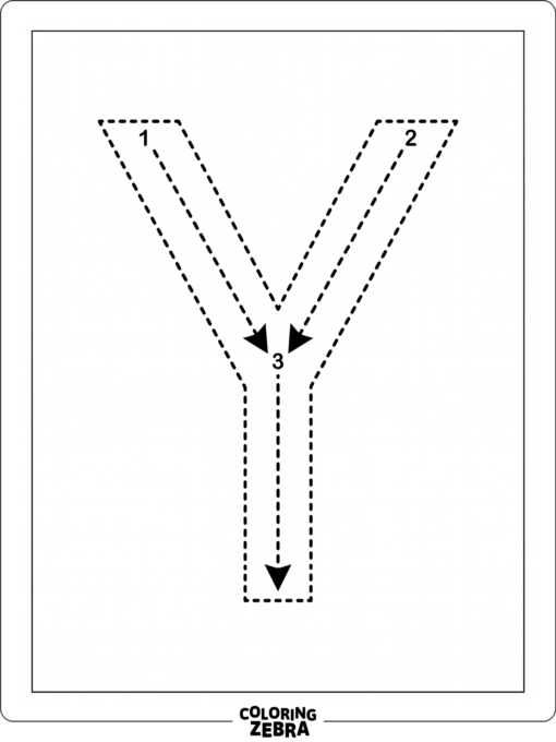 A dotted Y tracing guide with arrows
