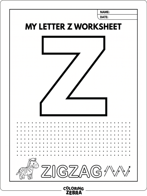 A bold letter Z on a simple worksheet