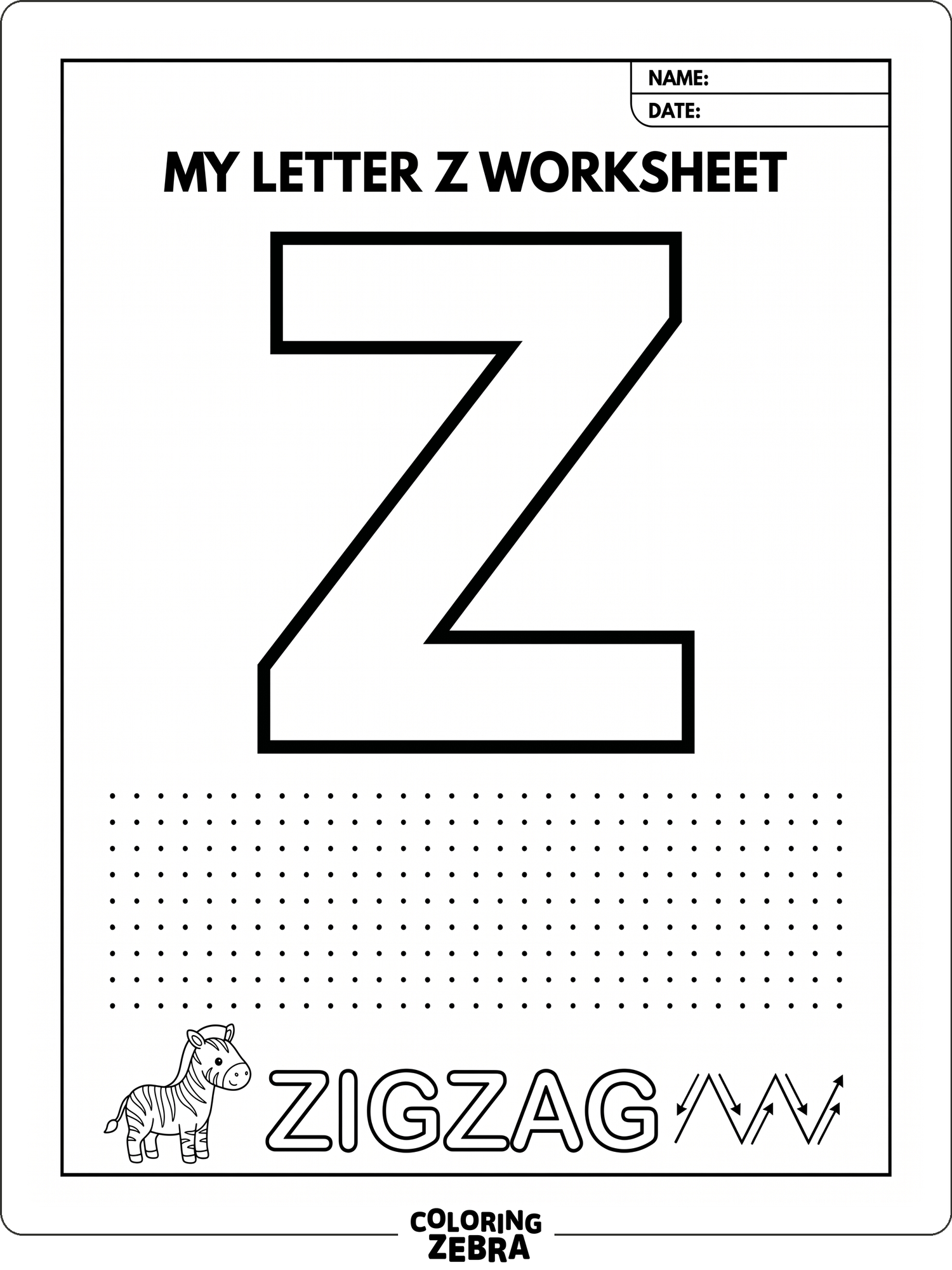 37 Free Letter Z Coloring Pages - Printable PDF Sheets