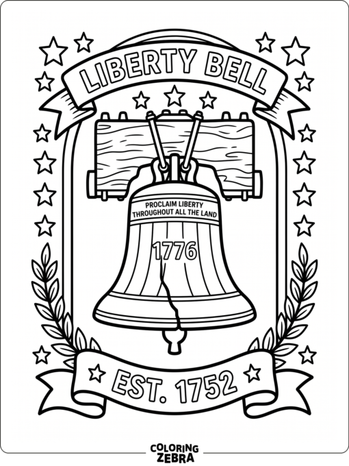 The Liberty Bell with stars and a banner
