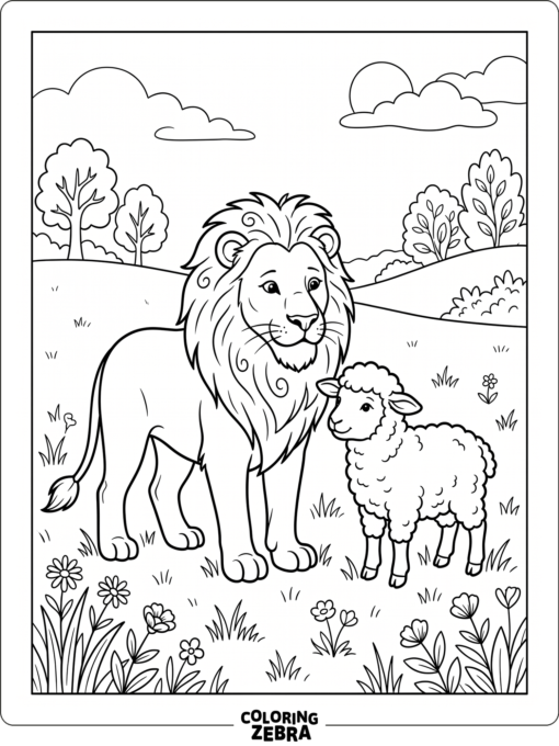 A lion and lamb standing together