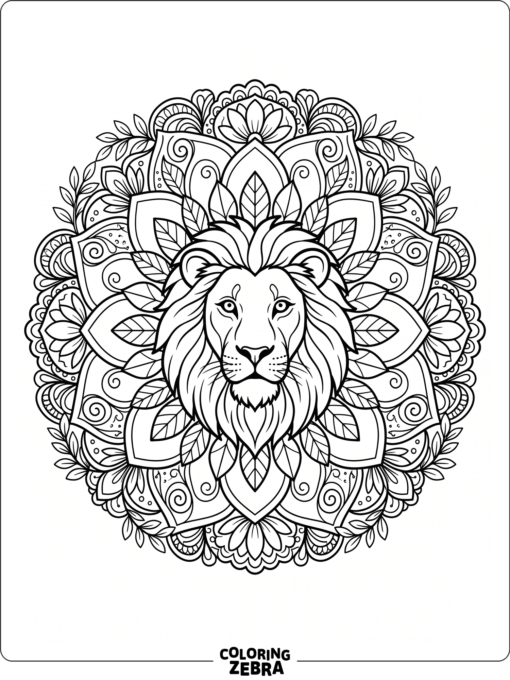 A lion face sits inside a mandala pattern