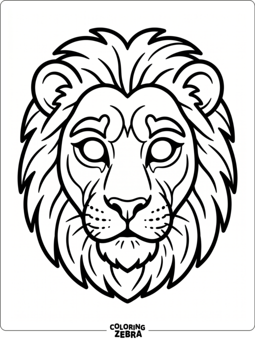 A lion mask with eye holes and a mane outline