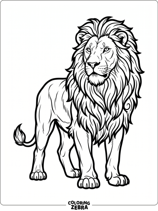 A clean lion outline stands alone