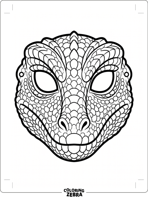 A lizard face mask template with eye holes