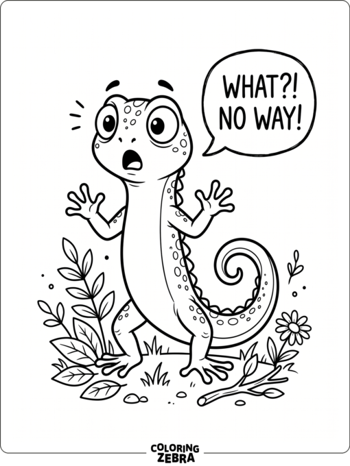 A funny lizard with a surprised expression