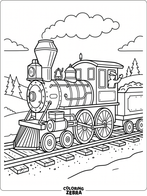 A classic steam locomotive with large wheels and a tall smokestack