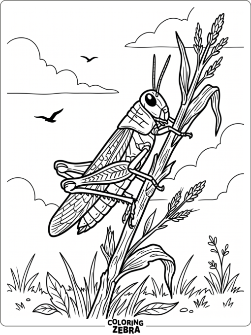 A locust perched on a dry stalk