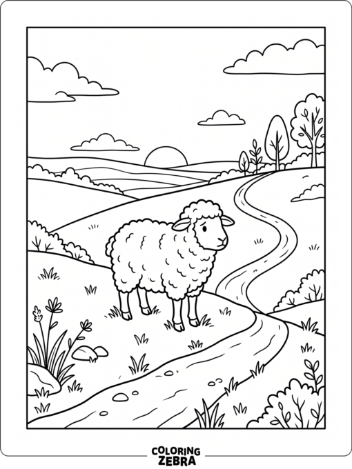 A lone sheep on a hillside