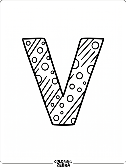 A simple lowercase v with dots and stripes