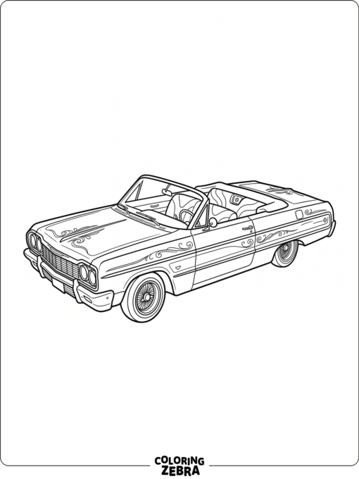A lowrider convertible with the top down and open seating