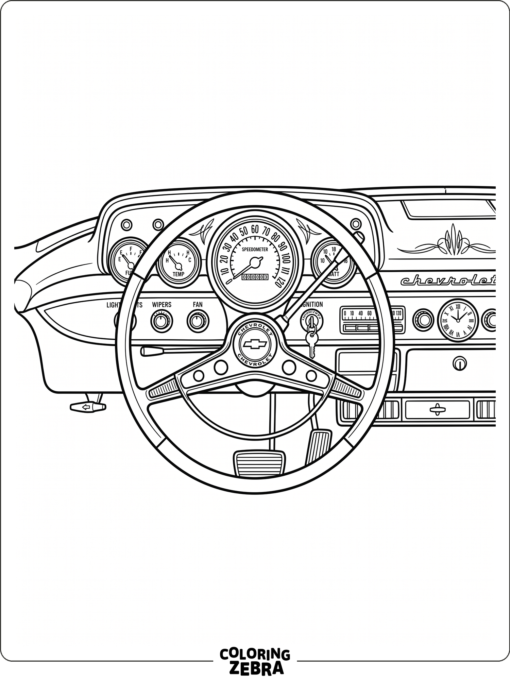 A lowrider dashboard with gauges, knobs, and a wheel