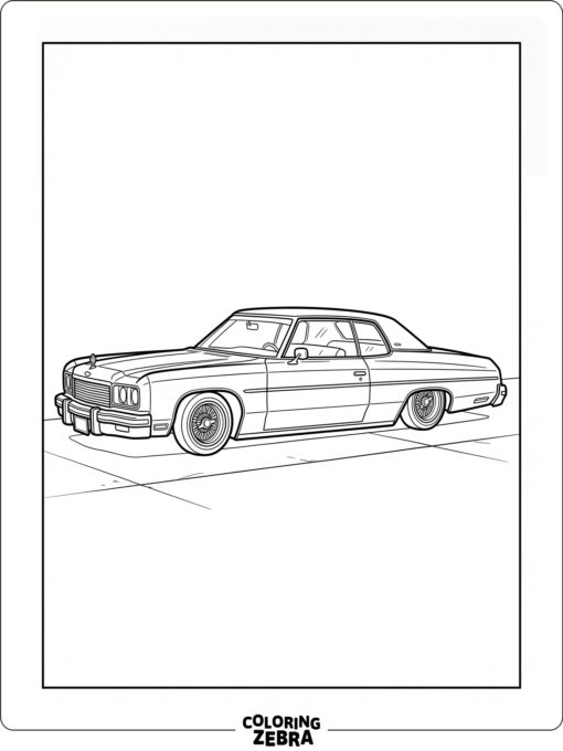 A lowrider sedan with long doors and a low stance