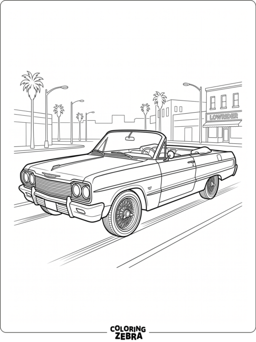 A lowrider car with wire wheels and thin spokes