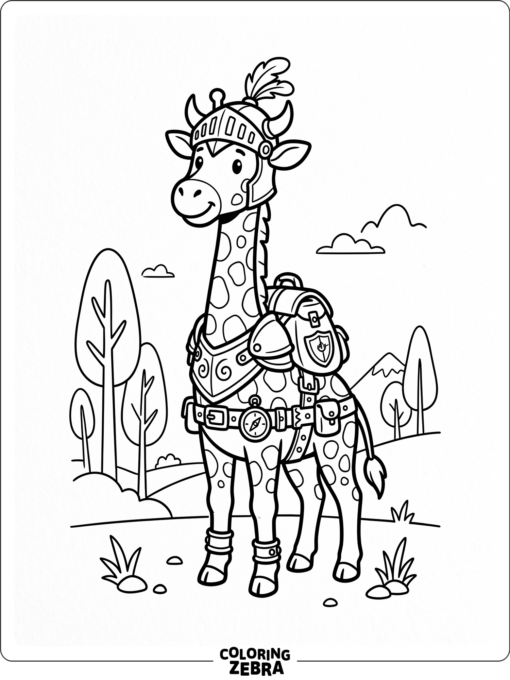 A stylized giraffe with game-style accessories