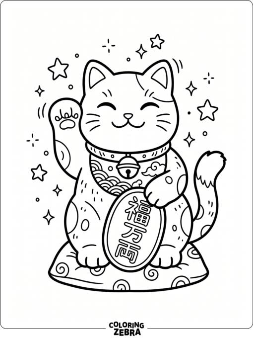 A lucky cat waving a paw