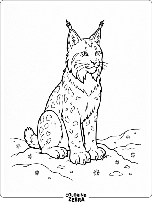 A lynx sitting in the snow