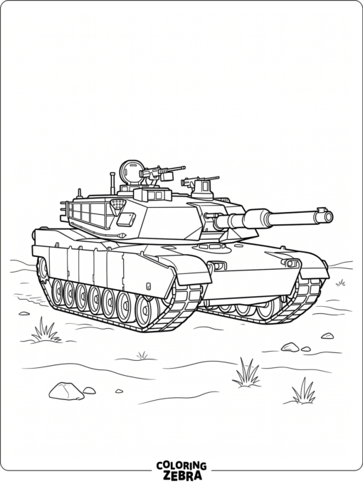 An M1 Abrams tank on desert ground