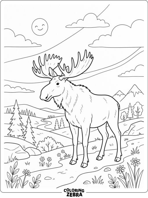 A majestic moose standing under an open sky