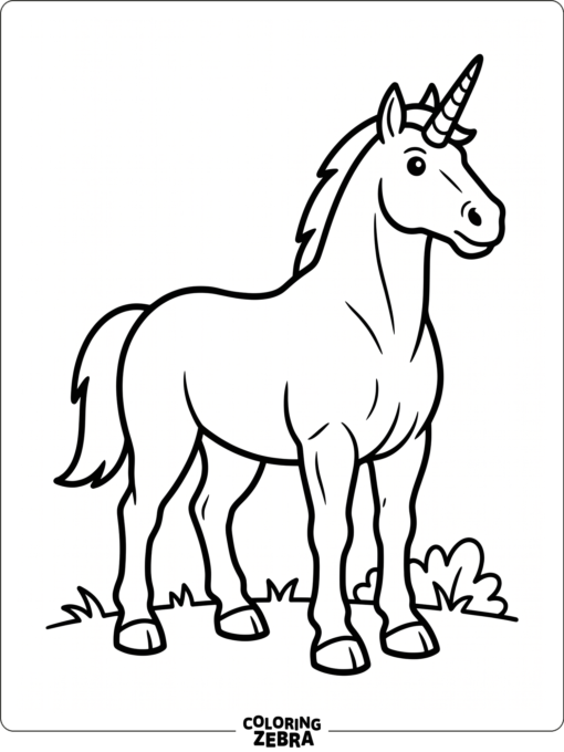 A strong male unicorn with a short mane standing proudly