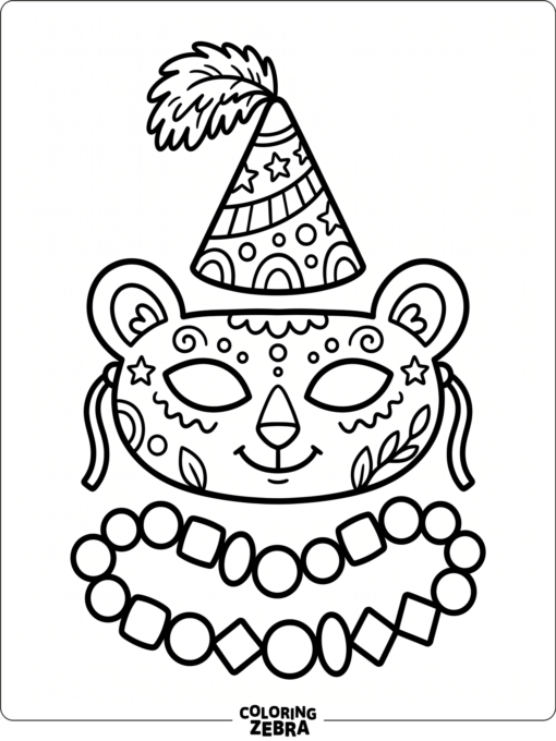 Simple mask, beads, and parade hat for young kids