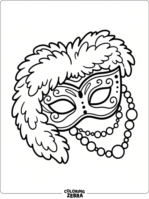 A feather boa draped over a mask and necklace