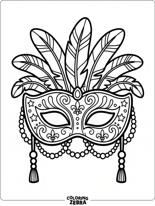 Decorative mask with feathers and beads on a simple background