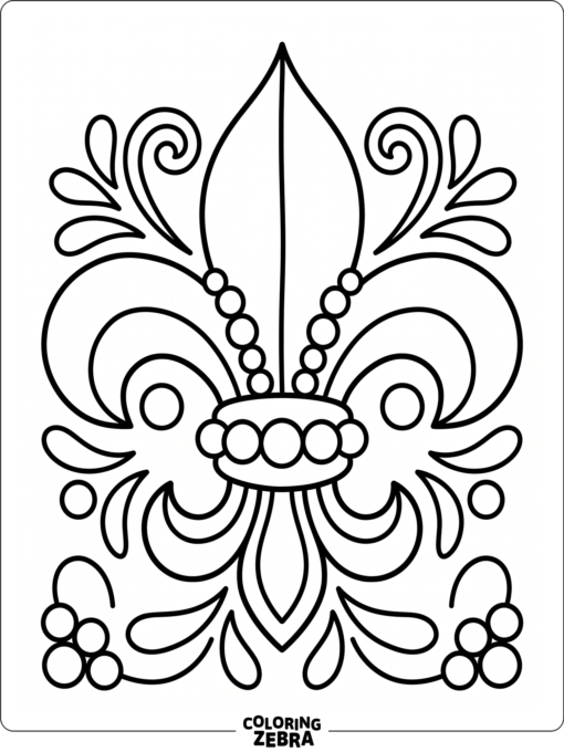 A fleur de lis with beads and swirls
