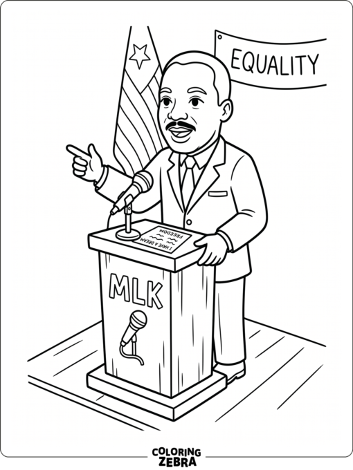 Martin Luther King Jr. at a podium with speech notes