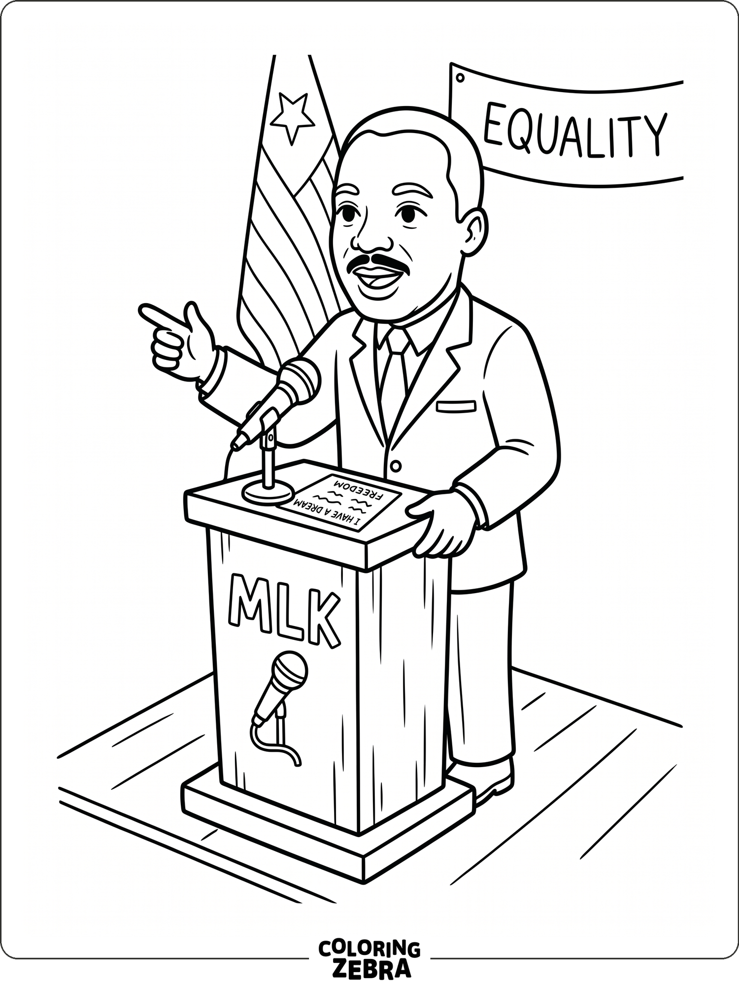 Martin Luther King Jr. at a podium with speech notes