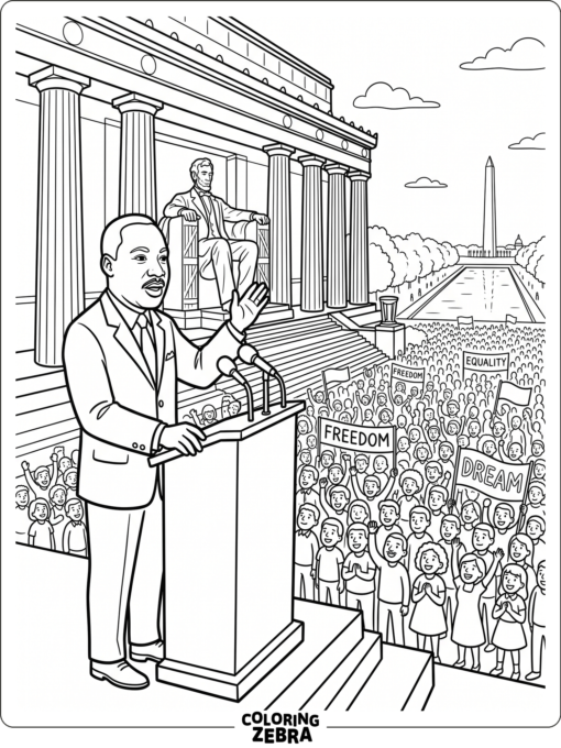 Martin Luther King Jr. at the Lincoln Memorial with a crowd