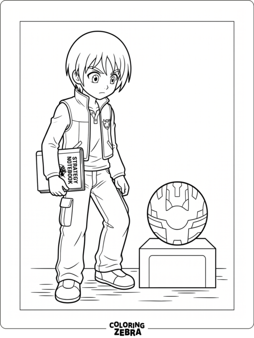 Marucho with a strategy notebook and Bakugan sphere