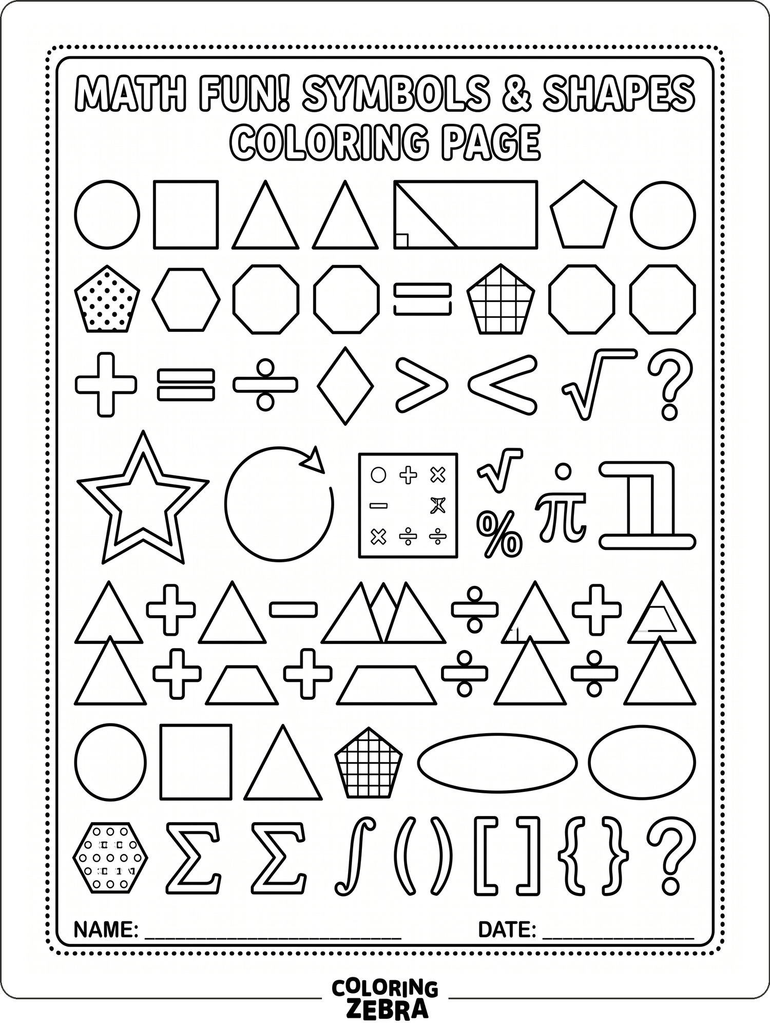 39 Free Geometric Coloring Pages Printable PDF Sheets