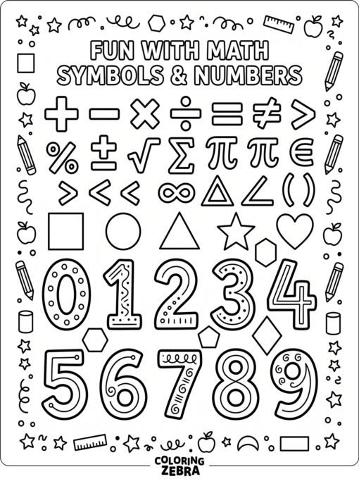Una ficha de matemáticas con números en negrita y figuras geométricas