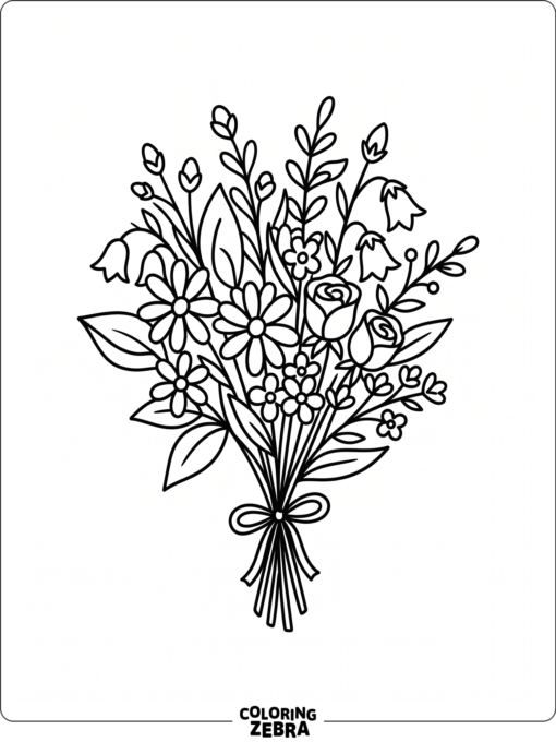 A small bouquet of fresh flowers with leaves