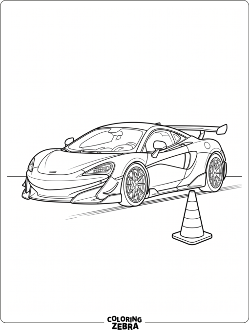 McLaren 600LT beside a race cone