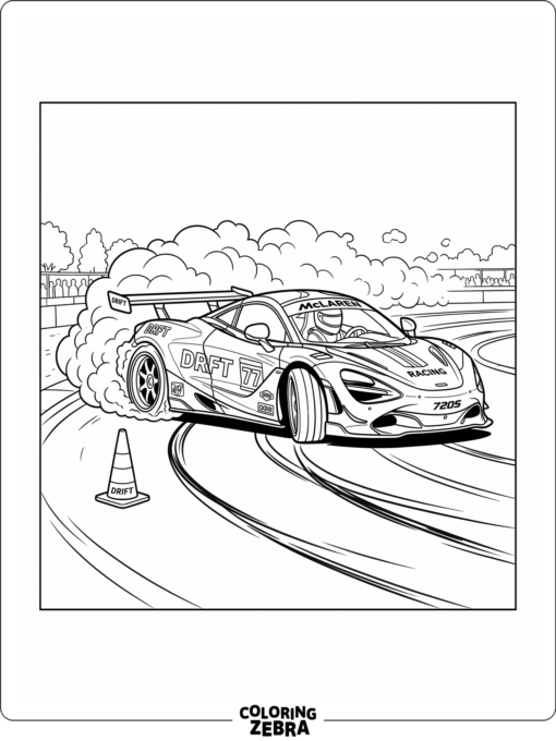 McLaren drift car around a cone