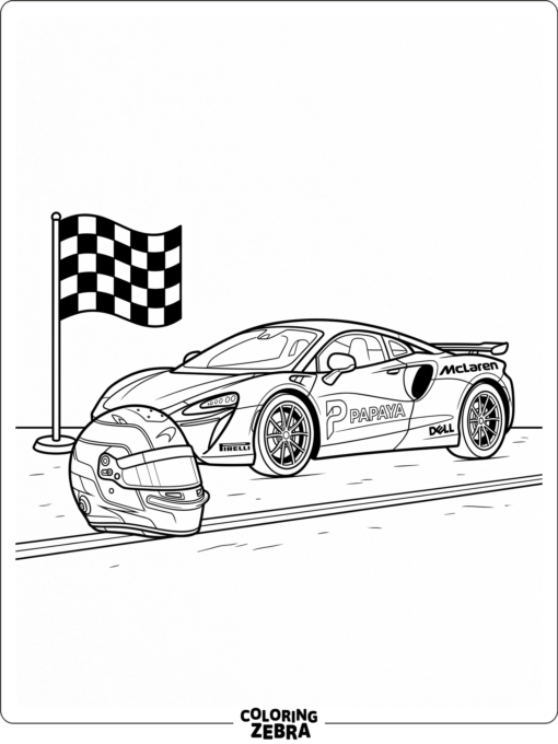 Papaya McLaren with a racing helmet