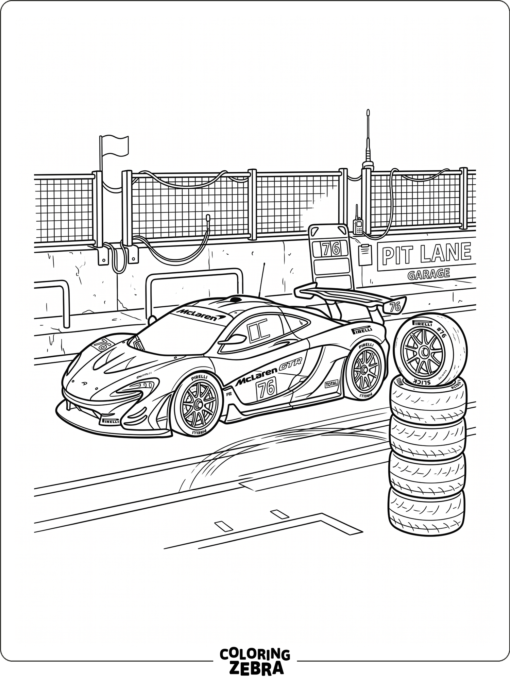 McLaren track car in the pit lane