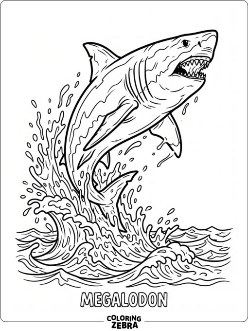A megalodon jumping out of the water