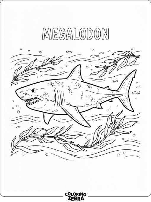 A huge megalodon gliding through the open ocean