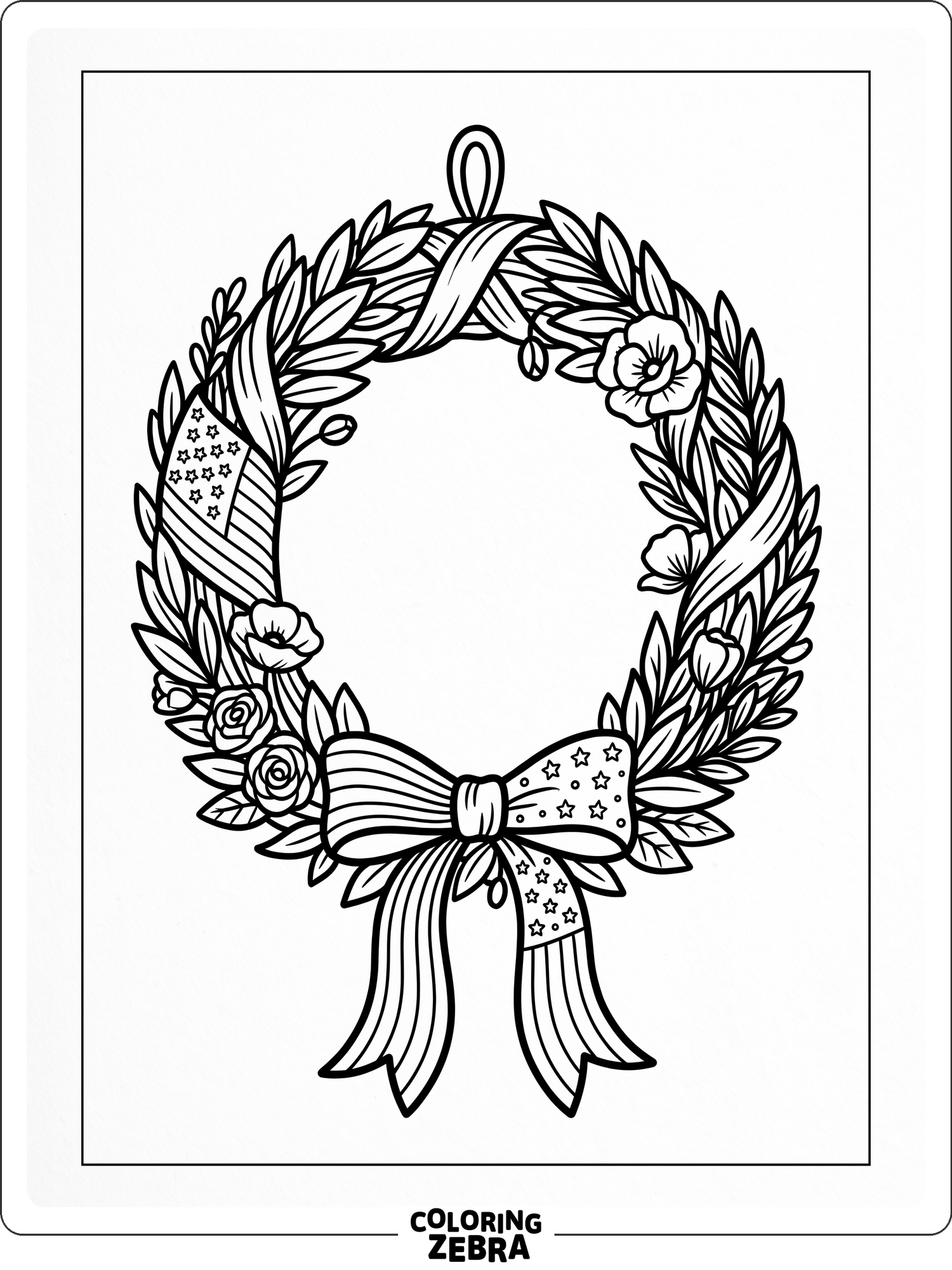 Memorial wreath with a small flag and ribbon