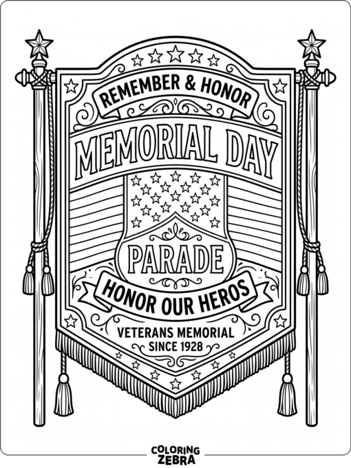 Old-fashioned parade banner with stars and stripes