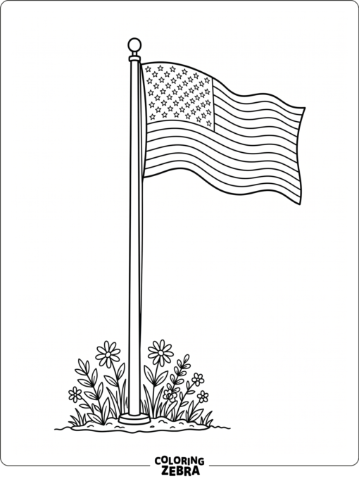 Waving flag on a simple flagpole