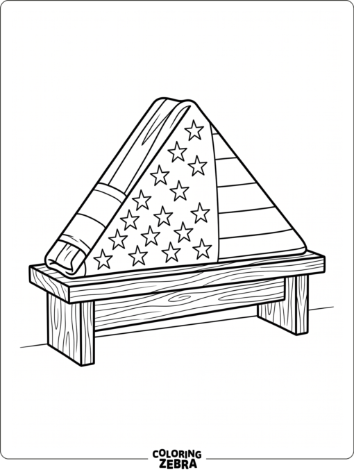Folded American flag resting on a stand