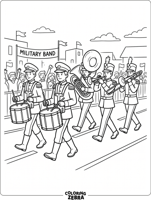 Military band playing drums and brass instruments