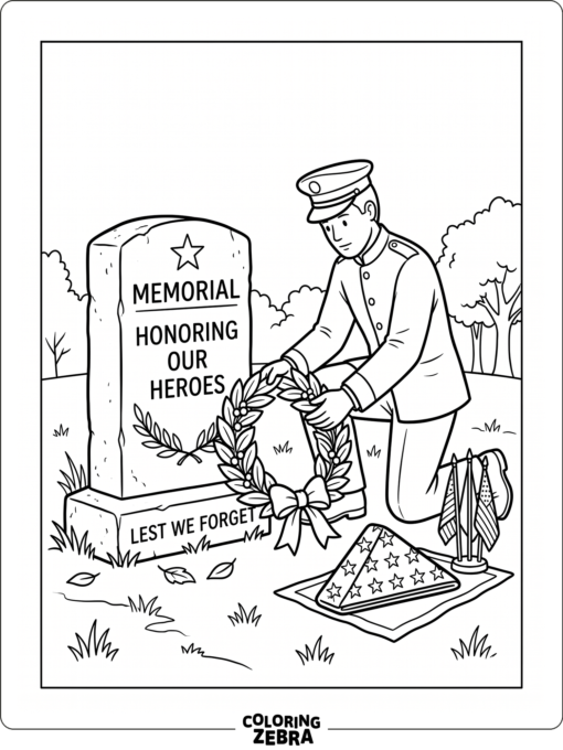 Wreath laid at a memorial stone