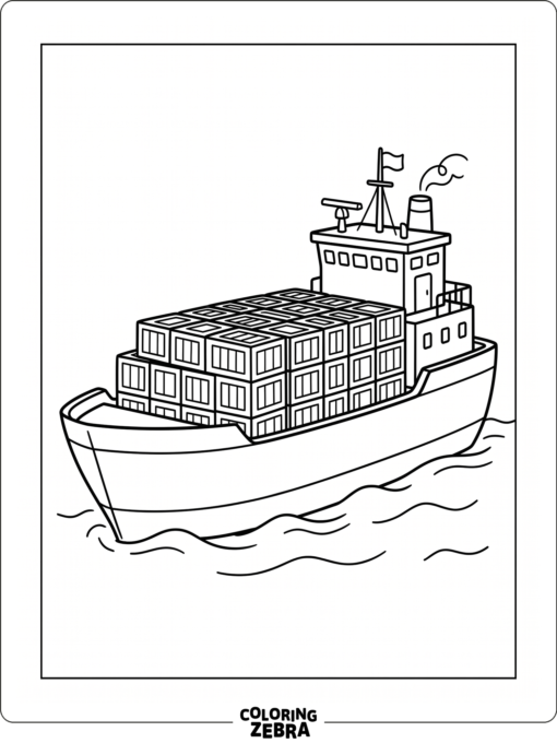 A merchant ship carrying crates on deck