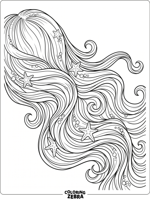 Flowing mermaid hair with starfish and pearls
