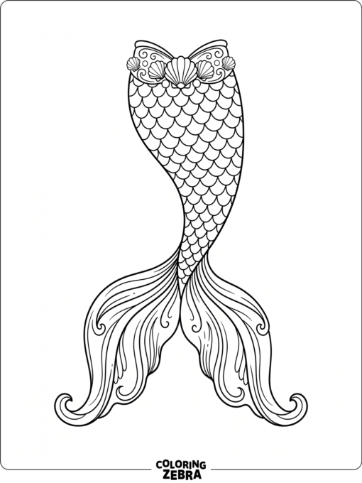 A mermaid tail with shell accents and flowing fins